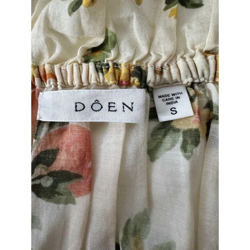 Doen Clarinet Maxi Dress Women Small Floral Orange Smocked Short Sleeve Romantic - Picture 5 of 14